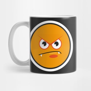 angry orange emoji face Mug